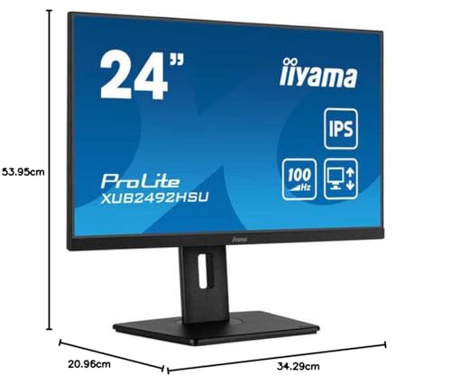 iiyama Prolite XUB2492HSU-B6 60,5cm 23,8" IPS LED-Monitor Full-HD 100Hz HDMI DP USB3.2 Höhenverstellung Pivot FreeSync schwarz