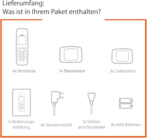 Gigaset AS690A Quattro Vier DECT-Telefone mit Anrufbeantworter, Schwarz