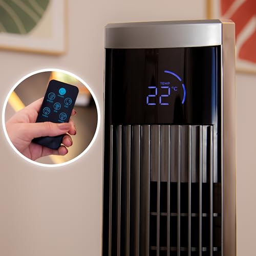 Cecotec Turmventilator EnergySilence 470 Max Skyline Ionic, 47 Zoll | DC-Motor, Ionisator, Touch-Bedienung mit Fernbedienung und LED-Display, 3 Geschwindigkeiten, Timer bis 12 Std.