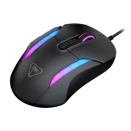 Turtle Beach Kone II ergonomische RGB-PC-Gaming-Maus mit Kabel | Ash Black, 26K-DPI-Sensor, optische Schalter, 23 belegbare Eingaben, ergonomisch, 4D Scroll Wheel, Gleiter aus reinem PTFE
