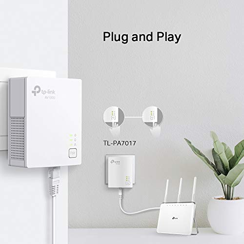 TP-Link TL-PA7019 KIT AV1000 Gigabit Powerline Adapter (1x Gigabit Port, Plug und Play, energiesparend, kompatibel zu allen gängigen Powerline Adaptern) weiß