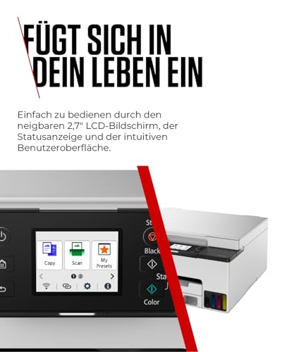 Canon MAXIFY GX1050 Tintenstrahldrucker mit Tank, günstigen Druckkosten | Für Büro und Telearbeit; nachfüllbare Tintenbehälter mit 3.000 Seiten pro Farbe, AirPrint und Mopria, Scannen und Kopieren