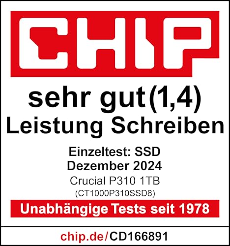 Crucial P310 SSD 2TB M.2 2280 PCIe Gen4 NVMe, bis 7.100 MB/s, für Laptop, Desktop PC & Handheld Spielekonsolen, Interne Festplatte - CT2000P310SSD801