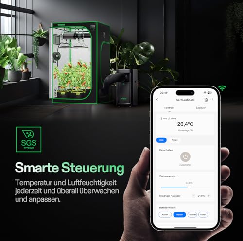 VIVOSUN Smart Klimaanlage, 7000 BTU, 4-in-1 Funktion für Growzelte