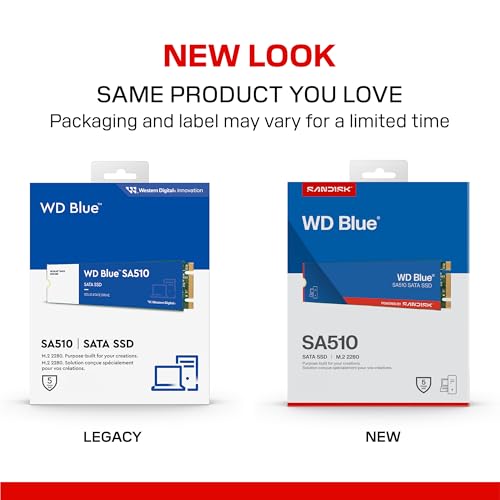 WD Blue SA510 SATA SSD 1 TB M.2 2280 (Lesen bis 560 MB/s, Schreiben bis 520 MB/s, Upgrade für PC/Laptop, dreimonatiges Probeabo von Dropbox Professional, Western Digital SSD Dashboard)