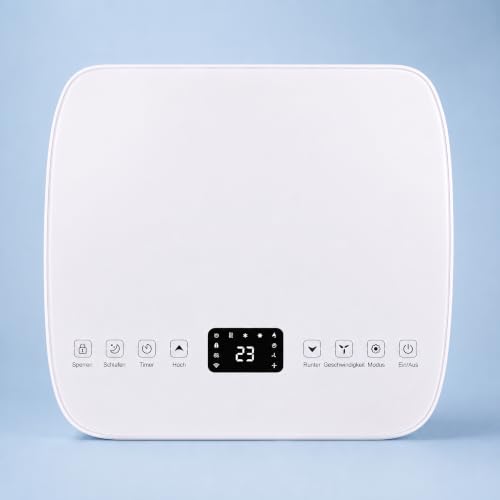 Freeze. nine 9000BTU Mobile Klimaanlage Weiß – Monoblock-Klimagerät mit LED-Display & Fernbedienung, Timer und Sleep‑Modus, verstellbarer Luftauslass, Kindersicherung, inkl. Abluftschlauch & Fensterki