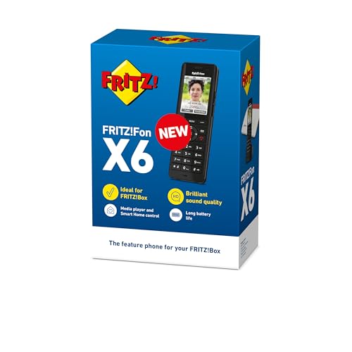 FRITZ!Fon X6 DECT-Telefon, kabellos, Full Duplex HD, Farbdisplay, kompatibel mit Fritz!Box mit DECT-Basis, schwarz, International