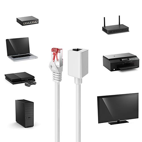 deleyCON 1m Cat6 LAN Patchkabel Verlängerung RJ45 S/FTP - Weiß