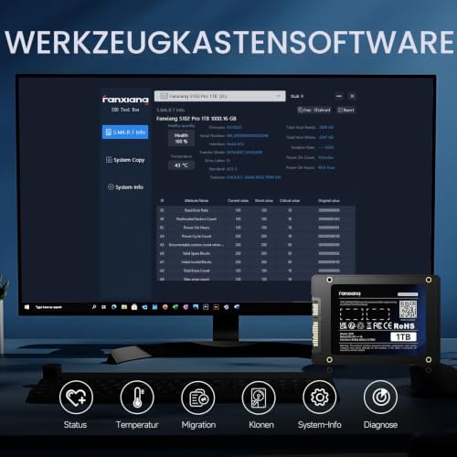 Fanxiang S101Q 480GB SATA III SSD 2,5 Zoll Interne Festplatte für PC Laptop | Bis zu 540 MB/s Lesegeschwindigkeit, Interne SSD Festplatte, 3D NAND Flash, Schneller Systemstart