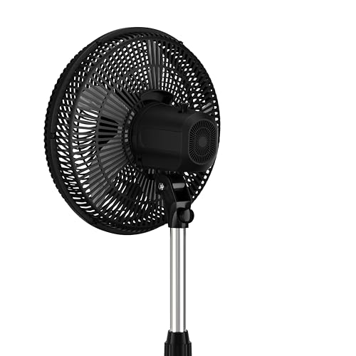 Rowenta Turbo Essential, Standventilator, leistungsstark, VU3110 | Standventilator, Leise 58 dB, höhenverstellbar & oszillierend, kompakt für Büro, Wohn-/Schlafzimmer, Farbe: Schwarz/Rot