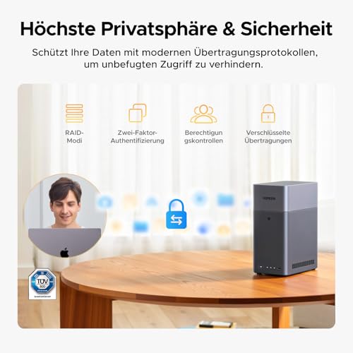 UGREEN NASync DH2300 2 Bay NAS für Einsteiger und Privatanwender (ohne HDD) | 8-Core RK3576, 1GbE, 4 GB Onboard-RAM, 4K HDMI, ideal fuer Smartphone-Backups, private Dateien, Familienfreigabe