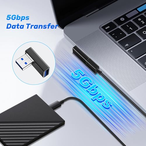 LUIRSAY USB Winkelstecker, 4 Stück US-B 90 Grad Adapter, Winkelstecker für Datenübertragung Kompatibel mit PC, Laptop, Powerbank und die meisten USB-Geräte