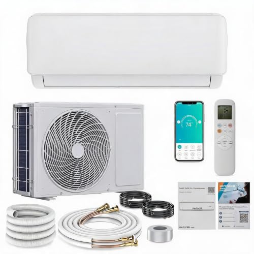 GarveeHome Split Klimaanlage Leise 24000 BTU，4-in-1 Split Kältegerät | Mit Heizen, R32 Kühlen, Entfeuchten Und Lüften, Klimaanlage Wandmontage Bis 110㎡, Fernbedienung&APP, 24h-Timer
