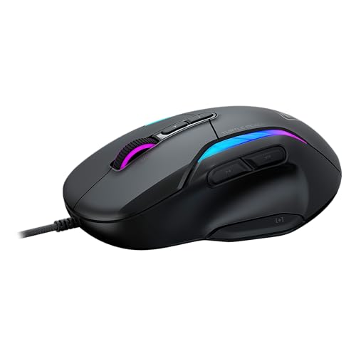 Turtle Beach Kone II ergonomische RGB-PC-Gaming-Maus mit Kabel | Ash Black, 26K-DPI-Sensor, optische Schalter, 23 belegbare Eingaben, ergonomisch, 4D Scroll Wheel, Gleiter aus reinem PTFE