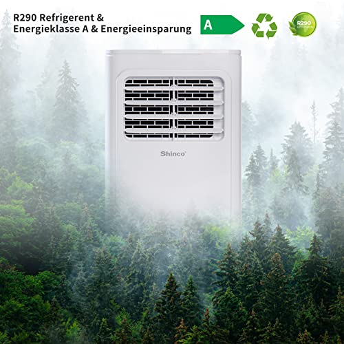 SHINCO 7000 BTU Mobiles Klimagerät(2,05kW), Kühlen&Ventilieren&Entfeuchten, Raumgröße bis 54m³(18㎡), Mobile Klimaanlage mit Abluftschlauch und Ablaufschlauch, Schlafmodus