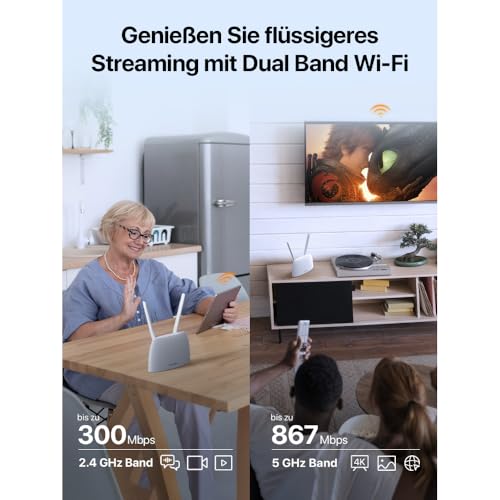 Tenda 4G07 4G SIM Router, LTE CAT4 WLAN AC1200 bis 150 Mbit/s, Dualband