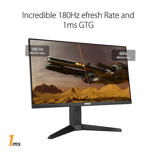 ASUS TUF Gaming VG249QL3A - 24 Zoll Full HD Monitor - 180 Hz, 1ms GtG, G-Sync, FreeSync, AdaptiveSync, ELMB, GameFast Input - Fast-IPS Panel, 16:9, 1920x1080, DP, HDMI, ergonomisch, Speaker