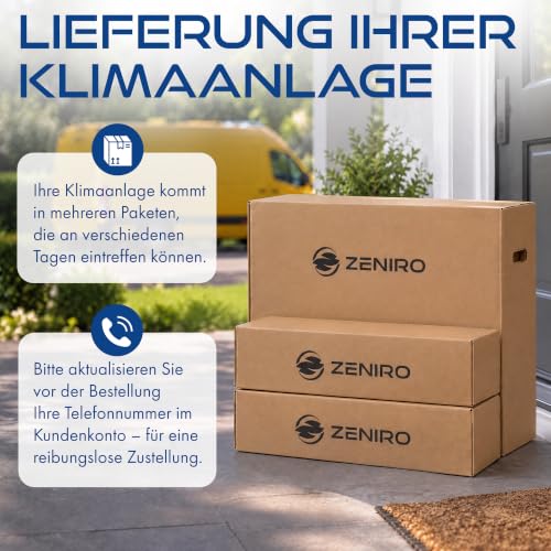 ZENIRO Multi Split Klimaanlage 2 Innengeräte Set (2 x 3,5kW) Klimagerät Air Conditioner mit Heizfunktion 21000 BTU 6,2kW A++ WiFi/App-Steuerung 4D AirFlow Heizen bis -20°C Vorgefüllt R32