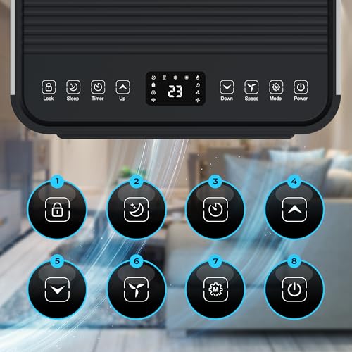 Klimaanlage Mobil 10000 BTU WiFi Tuya Smart, Entfeuchter 24L/Tag, Extrem schnelle Kühlung 2,9 kW, Mobile Klimaanlage DUO, Klimagerät bis 29 m² für Zuhause, Abluftschlauch + Fensterabdichtung