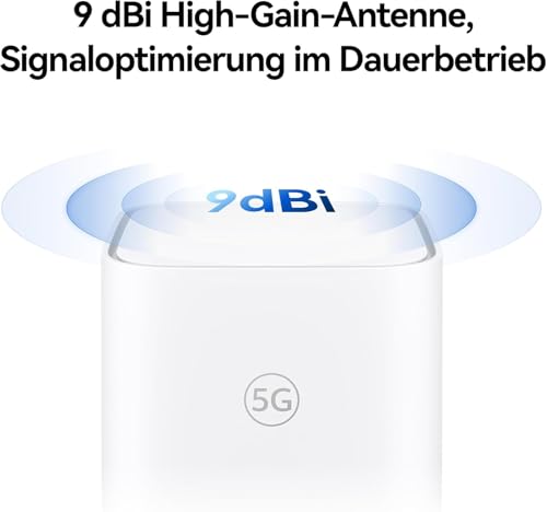 5G CPE 5, 5G Router SIM, Wi-Fi 6 AX3000, H155 | DL 3600 Mbit/s/UL 500 Mbit/s, 9-dBi-Antenne mit hoher Verstärkung, LAN/WAN-Anschluss, WLAN-Diagnose, Home Broadband Mesh+
