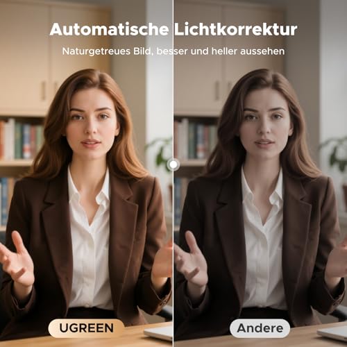 UGREEN FineCam Lite 4K, Autofokus, Dual-Mikrofon, mit Objektivabdeckung | UHD Webcam 4K, 70° FOV, automatische Lichtkorrektur, Rauschunterdrückung, USB-A/C Anschluss, Plug and Play, für PC/Laptop