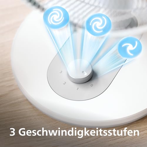 PHILIPS Tischventilator 1000 Serie, Weiß, 2.000 m³/h Airflow | mit 35-45 dB(A), Neigung 30°, Oszillation 80°, gleichmäßige Luftumwälzung (CX1030/00)