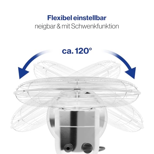 ProfiCare® Ventilator mit Schwenkfunktion I Ventilator leise 3 Stufen I Ø 30 cm I Tischventilator 35W I Fan I Tischventilator sehr leise I PC VL 3063 M chrom