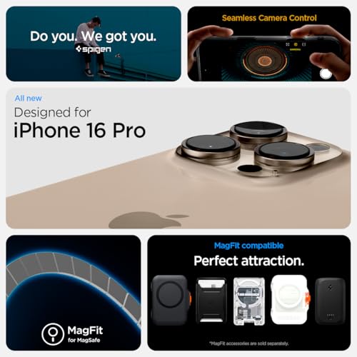 Spigen iPhone 16 Pro Hülle Ultra Hybrid T MagFit - Frost Black | Kompatibel mit MagSafe, Kamerasteuerung, Air Cushion Tech, Anti-Yellowing, Military-Grade Schutz, Spigen Original Serie