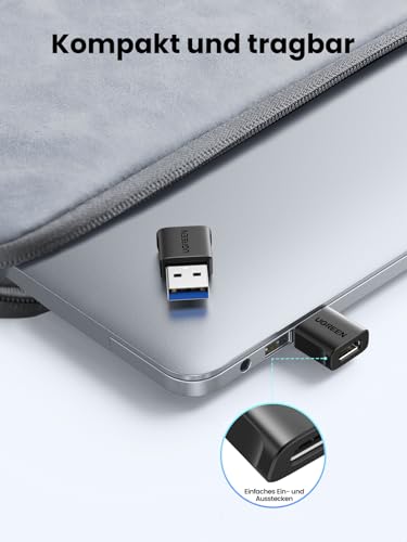 UGREEN 10Gbps USB C Adapter auf USB, USB C Buchse zu A Stecker(3er Pack) | USB A auf USB C Adapter kompatibel mit iPhone 17 Serie, iPad Air/Pro, Galaxy S26/S25 Serie, Kartenleser, SSD, Laptop, PC usw