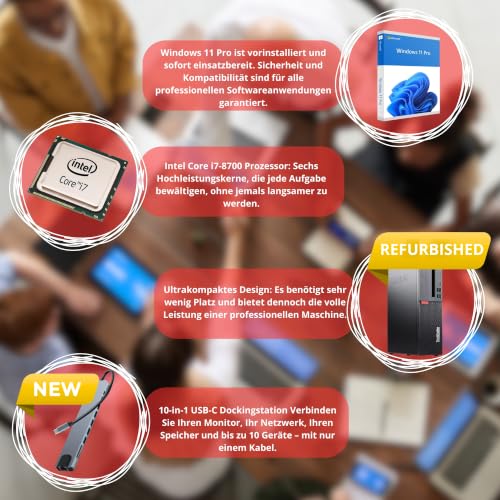 Lenovo ThinkStation Intel i7 8700 12-Thread 4.60 GHz Business Office Multimedia Computer mit 3 Jahren Garantie! - 16 GB - 1000 GB SSD - USB 3.0 - WLAN - Windows 11 Prof. 64-Bit - #8268