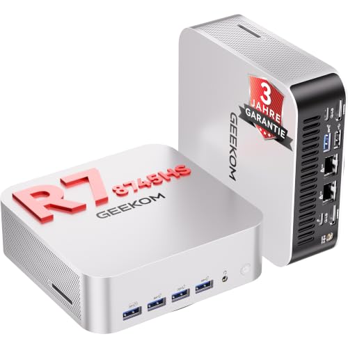 GEEKOM Business Mini PC A8 Max mit AMD Ryzen 7 8745HS, 16GB DDR5 1TB SSD | 3 Jahre Garantie, Mini Computer, 2,5Gbps Dualer LAN Port, 8 USB, 8K Quad-Display, für Gaming/Kreativität/Office