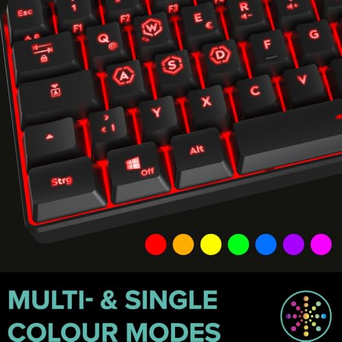 Speedlink Letos RGB Gaming Tastatur 60% mit Kabel abnehmbar, für PC & PS5 | N-Key Rollover Anti-Ghosting, verschiedene RGB-Beleuchtungsmodi, kabelgebunden, QWERTZ DE Layout, Keyboard schwarz