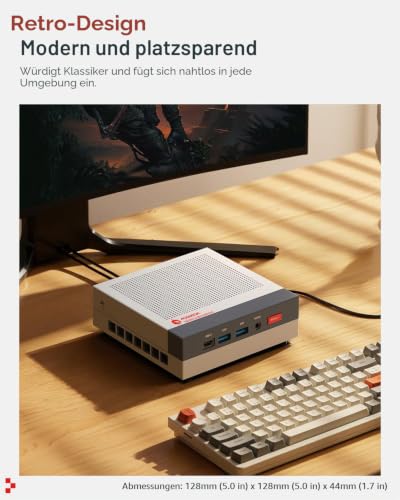 ACEMAGIC Retro X3 Mini PC, AMD Ryzen 7 H 255 1TB SSD 16GB LPDDR5 RAM | Radeon 780M, USB4, 2.5G LAN, WiFi 6E, BT 5.2, Triple 4K Display, Mini Desktop PC für Home Office, Multimedia & Creator
