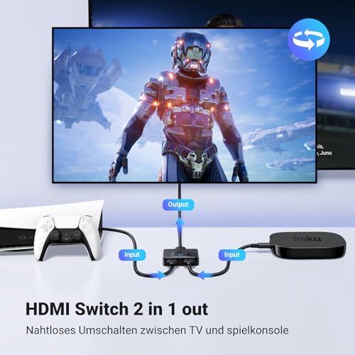 UGREEN HDMI Switch 4K@60Hz Bidirektional HDMI Splitter 1 In 2/ 2 In 1 | HDCP2.2/HDR10+/CEC; Bidirektional HDMI Splitter 1 in 2 Out/2 in 1 Out für PS5, Xbox, Switch, Monitor, PC usw