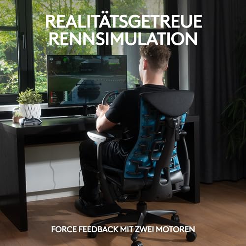 Logitech G29 Driving Force Gaming Rennlenkrad, Zweimotoriges Force Feedback, 900° Lenkbereich, Racing Leder-Lenkrad, Verstellbare Edelstahl Bodenpedale, für PS5, PS4, PC, Mac - Schwarz