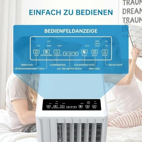 GarveeMore Mobiles Klimagerät 7000 BTU – a++ Energiesparende Klimaanlage Leise (51dB) Für Schlafzimmer & Büro Bis 28m², 3-in-1 Klimagerät Mit Abluftschlauch, Fensterabdichtung, Luftentfeuchter, R290