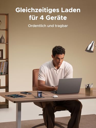 UGREEN Nexode 100W USB C Ladegerät mit 75cm Einziehbarem Kabel, 4-Port | GaN Netzteil, Retractable Charger mit Ladekabel für Laptop, kompatibel mit MacBook Pro/Air, iPhone 17-8 Serie, iPads