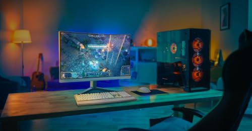 PHILIPS Evnia 27M2C5501-27 Zoll Quad HD Curved Gaming Monitor, 180 Hz, 1 ms, FreeSync Premium, HDR10, Ambiglow (2560x1440, 2X HDMI 2.0, 1x DisplayPort 1.4) Weiss