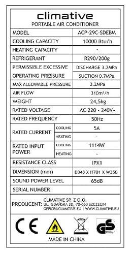Klimaanlage Mobil 10000 BTU WiFi Tuya Smart, Entfeuchter 24L/Tag, Extrem schnelle Kühlung 2,9 kW, Mobile Klimaanlage DUO, Klimagerät bis 29 m² für Zuhause, Abluftschlauch + Fensterabdichtung