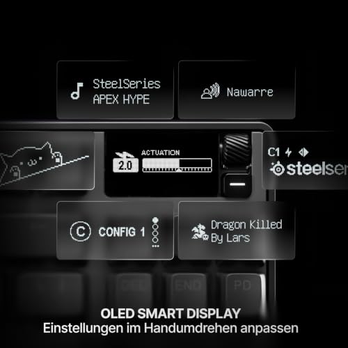 SteelSeries APEX PRO TKL Gen-3-Gaming-Tastatur – OmniPoint 3.0 analoge magnetische Schalter, Quickset-Auto-Presets (Schnellabzug, Schnellantipp/SOCD, Schutzmodus), OLED,RGB,PBT, USB-C, German QWERTZ