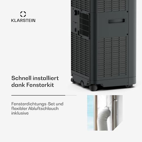 Klarstein Breeze Box 9K Klimaanlage – 9000 BTU, für Räume bis 32 m², Smart App & Sprachsteuerung, 3-in-1: Kühlen, Entfeuchten, Ventilator, Energieeffizienz A, mit Abluftschlauch & Fensterdichtungsset.
