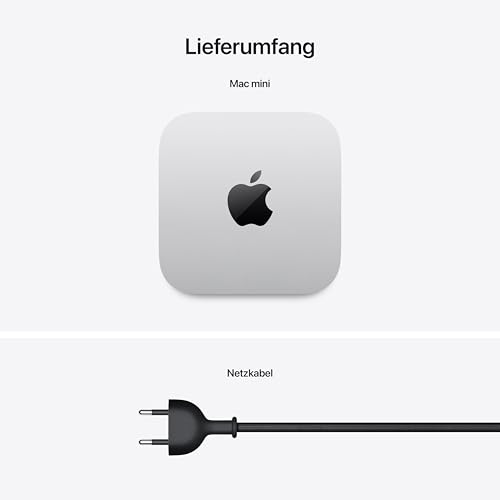 Apple Mac mini Desktop-Computer mit M4 Chip mit 10 Core CPU und 10 Core GPU: 16 GB gemeinsamer Arbeitsspeicher, 256 GB SSD Speicher, Gigabit Ethernet. Funktioniert mit iPhone/iPad
