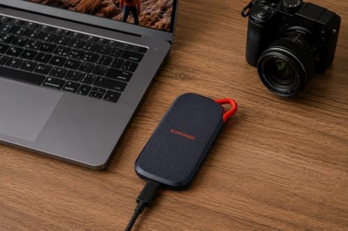 SanDisk Portable SSD 500 GB (USB Type-C, mit Laptops und Tablets kompatibel, bis zu 1.000 MB/s, Taschenformat, bis zu 2 Meter Fallschutz)