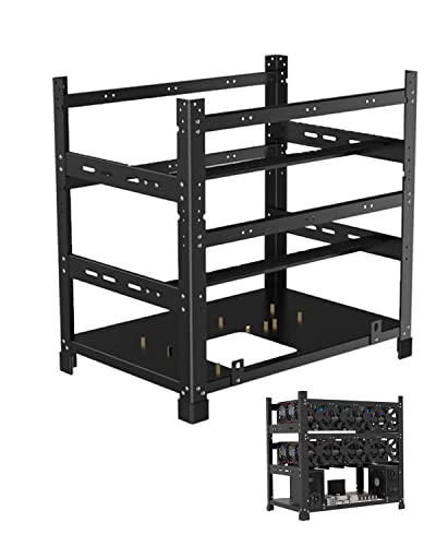 Mining Rig Frame 12 GPU, Stahl Offen Mining Frame VerschlüSselung, Open Air Miner Mining Case für ATX/Btx/Flex/Itx/Microatx, 8 X 12cm Ventilator (Nur Rahmen)