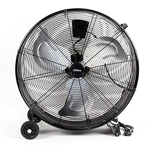 Wiltec Trommelventilator 60 cm 180 W Bodenventilator mit Kabel und Räder, 3 Geschwindigkeitsstufen, Windmaschine