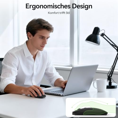 TECKNET Bluetooth Maus, Kabellose Mouse mit 6 einstellbare DPI | 2.4G USB Funkmaus, 4 Tasten Wireless Mouse, Bluetooth 5.0 Tragbare Mini Funkmaus für Laptop/MacBook/Computer