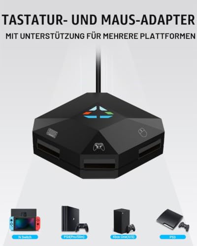 Semaiki Adapter Maus Tastatur Kompatibel mit Controller PS4/PS3/Switch/XBOX | Gaming Tastatur Maus konverter für NS Switch/PS3/PS4/Xbox One/Xbox 360