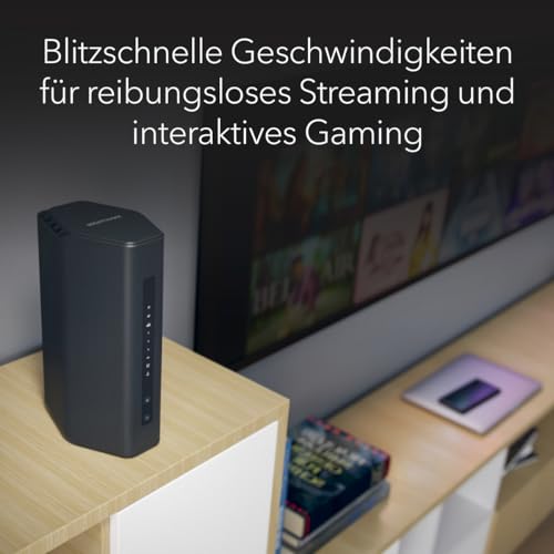 NETGEAR Nighthawk WiFi 7 WLAN Router RS200, Bis zu 185 m², 6,5 Gbit/s | Glasfaser Router, Zuverlässige Leistung, Einfache Einrichtung, 80 Geräte, 1× 2,5G + 3× Gigabit-Ports, Dual Band, BE6500
