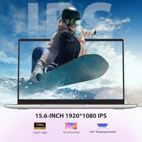 15,6 Zoll Laptop, Quad-Core N95(bis 3,4 GHz), 16GB RAM, 512GB SSD, Full-HD Display, beleuchtete Tastatur mit Nummernblock, 2,4G/5G WLAN, Bluetooth 5.0, Win 11 Notebook für Arbeit, Studium & Homeoffice