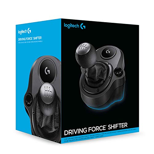Logitech G Driving Force Schalthebel, SIM-Racing-Zubehör, Schwarz | 6 Gänge mit H-Schema, Schaltknauf aus Echtleder & Stahl, SIM-Racing-Cockpit, Gaming-Lenkrad, kompatibel mit G29/G920/G923